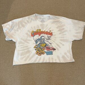 Crop Top T Shirt California Surfer Skeleton